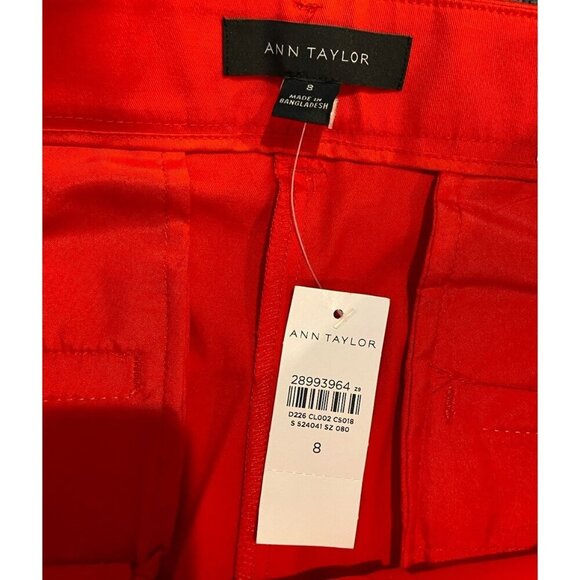 NWT Ann Taylor The Crop Pants Mid Rise Red Size 8 New - Picture 3 of 6
